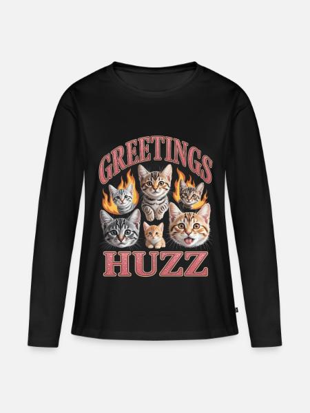 Greetings Huzz Unwearable Bootleg - Frauen Premium Bio Langarmshirt - Schwarz