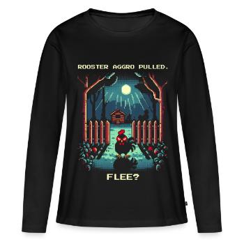 Aggro Tiré | Activer le vol ? - T-shirt manches longues Premium bio Femme - noir - Devant - Julia (174cm)