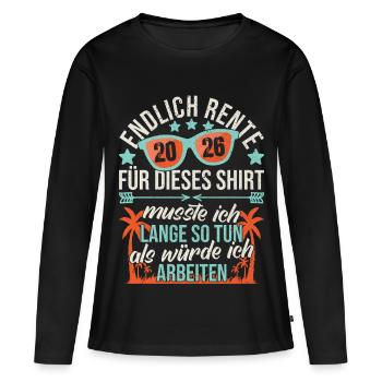 Pension 2026 Pension de retraite des retraités Adieu - T-shirt manches longues Premium bio Femme - noir - Devant - Julia (174cm)