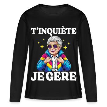 Oma, mach dir keine Sorgen, ich schaffe das Oma - Frauen Premium Bio Langarmshirt - Schwarz - Vorne - Julia (174cm)