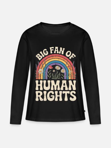 Großer Fan Von Menschenrechten - Frauen Premium Bio Langarmshirt - Schwarz