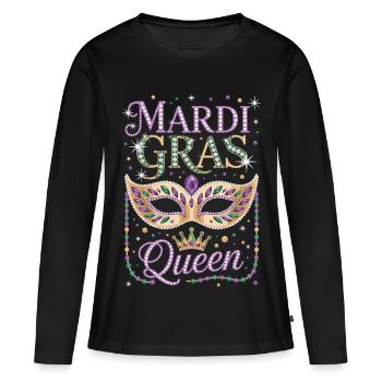 Mardi Gras Queen Carnaval Masque Chemise - T-shirt manches longues Premium bio Femme - noir - Devant - Julia (174cm)