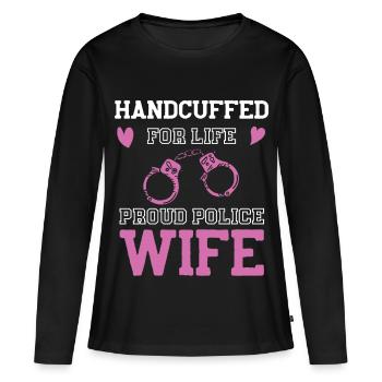 Menottes Chère Policière - T-shirt manches longues Premium bio Femme - noir - Devant - Julia (174cm)
