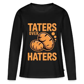 Tatters Over Haters Kartoffel - Frauen Premium Bio Langarmshirt - Schwarz - Vorne - Julia (174cm)