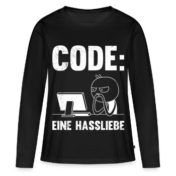 Coder CODE EINE HASSLIEBE LUSTIG - Frauen Premium Bio Langarmshirt - Schwarz - Vorne - Julia (174cm)