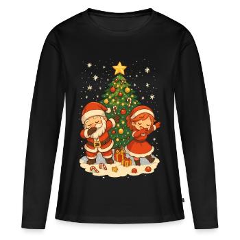Dabbing Weihnachtsmann, Paar Shirt, lustig - Frauen Premium Bio Langarmshirt - Schwarz - Vorne - Julia (174cm)