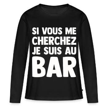 Humour Bar Bistrot Apéro Beauf Alcoolique Drôle - T-shirt manches longues Premium bio Femme - noir - Devant - Julia (174cm)
