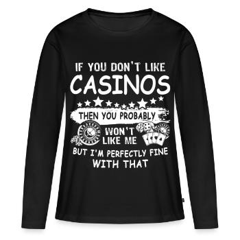 Casino - T-shirt manches longues Premium bio Femme - noir - Devant - Julia (174cm)