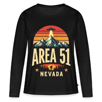 Zone 51 Nevada UFO rencontre Bigfoot - T-shirt manches longues Premium bio Femme - noir - Devant - Julia (174cm)