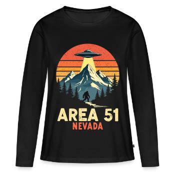 Zone 51 Nevada UFO rencontre Bigfoot - T-shirt manches longues Premium bio Femme - noir - Devant - Julia (174cm)