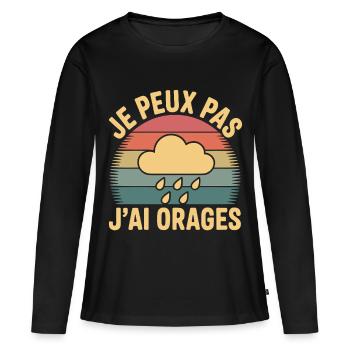 Je Peux Pas J’ai Orages Humour Météo & Pluie - T-shirt manches longues Premium bio Femme - noir - Devant - Julia (174cm)