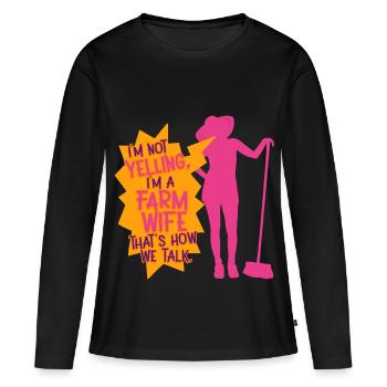 Épouse d’une mère fermière - T-shirt manches longues Premium bio Femme - noir - Devant - Julia (174cm)
