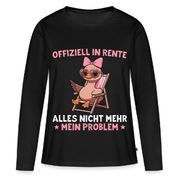 Canard retraité sur chaise longue - Pension d’adieu - T-shirt manches longues Premium bio Femme - noir - Devant - Julia (174cm)