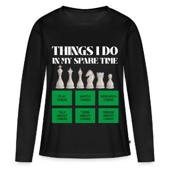 Schachzeit in der Freizeit - Frauen Premium Bio Langarmshirt - Schwarz - Vorne - Julia (174cm)