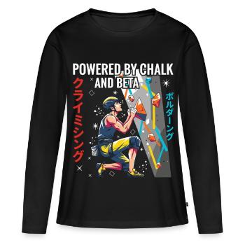 Angetrieben von Chalk- und Beta-Kletterdesign - Frauen Premium Bio Langarmshirt - Schwarz - Vorne - Julia (174cm)