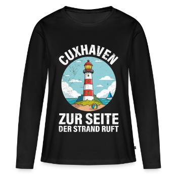 Cuxhavener ZUR SEITE DER STRAND RUFT Lustiges - Frauen Premium Bio Langarmshirt - Schwarz - Vorne - Julia (174cm)