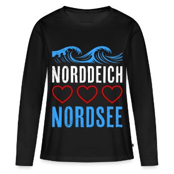 Mer de Wadden DIGUE NORD MER DU NORD Vacances drôles - T-shirt manches longues Premium bio Femme - noir - Devant - Julia (174cm)