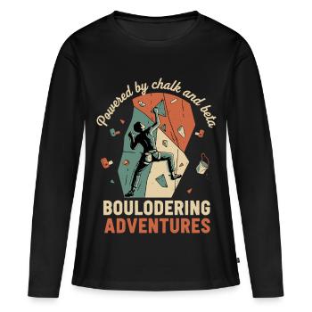 Angetrieben von Chalk und Beta Bouldering Adventures - Frauen Premium Bio Langarmshirt - Schwarz - Vorne - Julia (174cm)