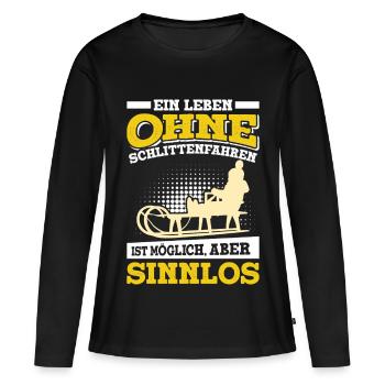 Tobogganing A LIFE WITHOUT SLEDDING IS POINTLESS - Women's Premium Organic Long Sleeve Shirt - black - Front - Julia (174cm)