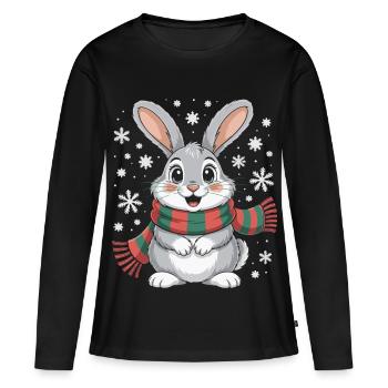 Winterhase mit Schal - Frauen Premium Bio Langarmshirt - Schwarz - Vorne - Julia (174cm)
