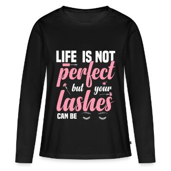 Technicien Cils Artiste Extension de Cils - T-shirt manches longues Premium bio Femme - noir - Devant - Julia (174cm)
