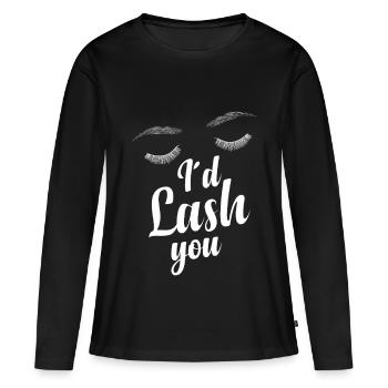 Technicien de cils Whisperer de cils Technicien de cils - T-shirt manches longues Premium bio Femme - noir - Devant - Julia (174cm)