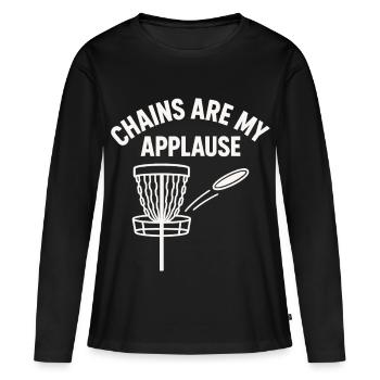 Les chaînes sont mes applaudissements Disc Golf - T-shirt manches longues Premium bio Femme - noir - Devant - Julia (174cm)