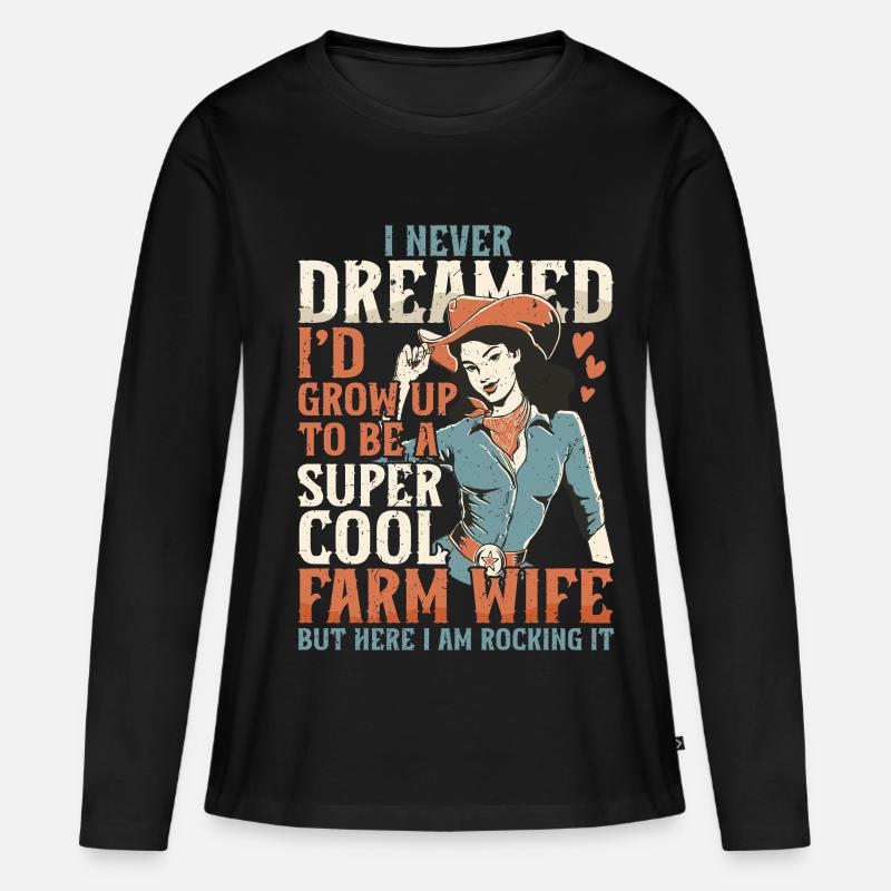Ehefrau eines Bauern Mutter - Frauen Premium Bio Langarmshirt - Schwarz