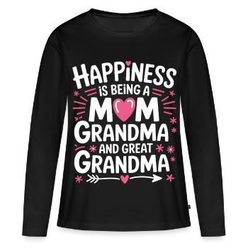 Glück: Mama, Oma und Ur-Oma - Frauen Premium Bio Langarmshirt - Schwarz - Vorne - Julia (174cm)