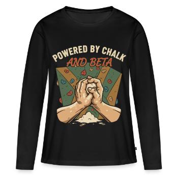 Angetrieben von Kreide- und Beta-Klettern - Frauen Premium Bio Langarmshirt - Schwarz - Vorne - Julia (174cm)