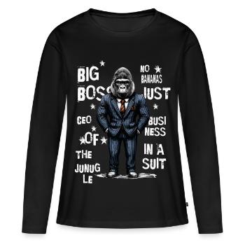 Gorille d’affaires - T-shirt manches longues Premium bio Femme - noir - Devant - Julia (174cm)