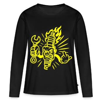 Mauvaise étincelle – Bougie d’allumage malicieuse avec connexions à vis - T-shirt manches longues Premium bio Femme - noir - Devant - Julia (174cm)
