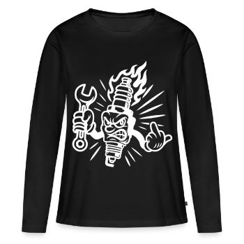 Mauvaise étincelle – Bougie d’allumage malicieuse avec connexions à vis - T-shirt manches longues Premium bio Femme - noir - Devant - Julia (174cm)
