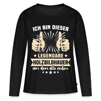 Dictons du sculpteur sur bois - T-shirt manches longues Premium bio Femme - noir - Devant - Julia (174cm)