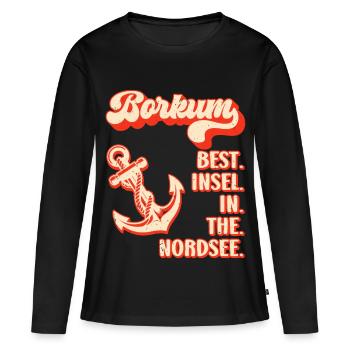 Mer du Nord BORKUM MEILLEURE ÎLE DE MER DU NORD Drôle - T-shirt manches longues Premium bio Femme - noir - Devant - Julia (174cm)