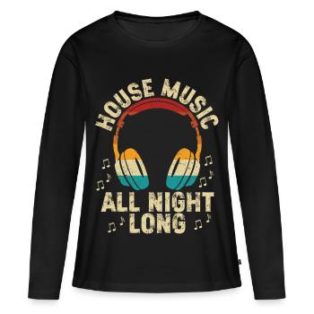 Musique House toute la nuit - T-shirt manches longues Premium bio Femme - noir - Devant - Julia (174cm)