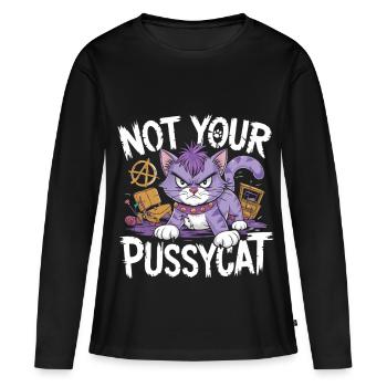 Rebellious cat with punk attitude - Women's Premium Organic Long Sleeve Shirt - black - Front - Julia (174cm)