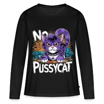 No Pussycat Rebellious Fighting Cat - Women's Premium Organic Long Sleeve Shirt - black - Front - Julia (174cm)
