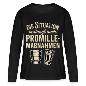 Promille-Maßnahmen witziger Partyspruch - Frauen Premium Bio Langarmshirt - Schwarz - Vorne - Julia (174cm)