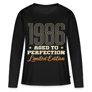 1986 L'âge de la Perfection Cadeau Anniversaire 86 - T-shirt manches longues Premium bio Femme - noir - Devant - Julia (174cm)