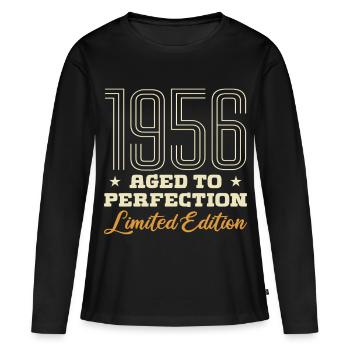 1956 L'âge de la Perfection Cadeau Anniversaire 56 - T-shirt manches longues Premium bio Femme - noir - Devant - Julia (174cm)