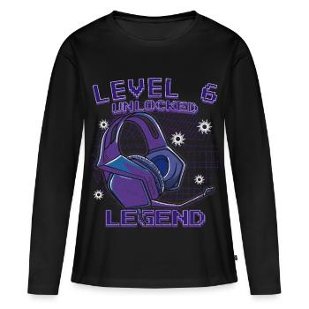 Casques Legend Level Déverrouillés - T-shirt manches longues Premium bio Femme - noir - Devant - Julia (174cm)