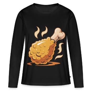 Dessin animé croustillant à la cuisse de poulet - T-shirt manches longues Premium bio Femme - noir - Devant - Julia (174cm)