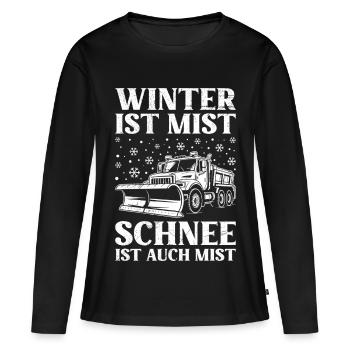Winterdienst WINTER IST MIST SCHNEE IST MIST - Frauen Premium Bio Langarmshirt - Schwarz - Vorne - Julia (174cm)