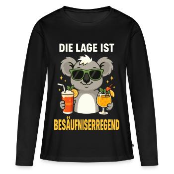 cocktail koala, che-shirt de soirée sur l’ivresse - T-shirt manches longues Premium bio Femme - noir - Devant - Julia (174cm)