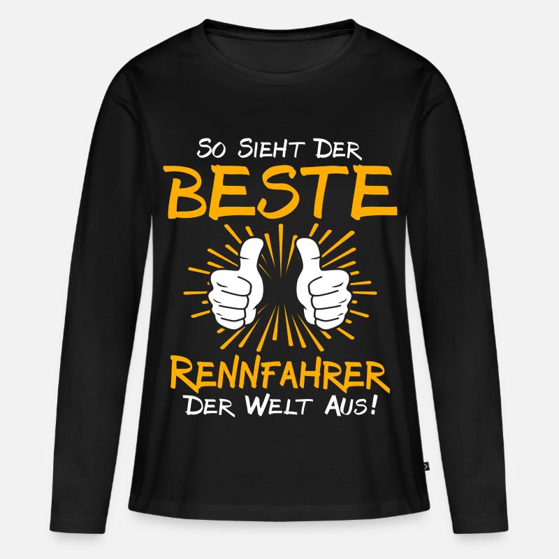 Rennfahrer Geschenkidee - Frauen Premium Bio Langarmshirt - Schwarz