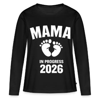 Mama en Développement 2026 - T-shirt manches longues Premium bio Femme - noir - Devant - Julia (174cm)