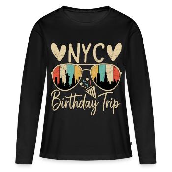 NYC Birthday Trip - Frauen Premium Bio Langarmshirt - Schwarz - Vorne - Julia (174cm)