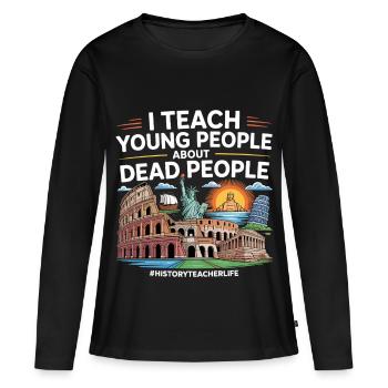 histoire - T-shirt manches longues Premium bio Femme - noir - Devant - Julia (174cm)