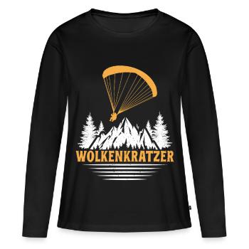 Parapente GRATTE-CIEL DRÔLE - T-shirt manches longues Premium bio Femme - noir - Devant - Julia (174cm)
